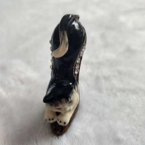 Cat Rhinestone Shoe Metal High Heel Trinket Box Knick Knack - Picture 11 of 11