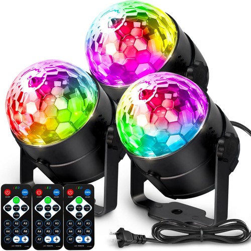 [3er Pack] Discokugel DJ Party Licht Sound aktiviert mit Fernbedienung Strobe L