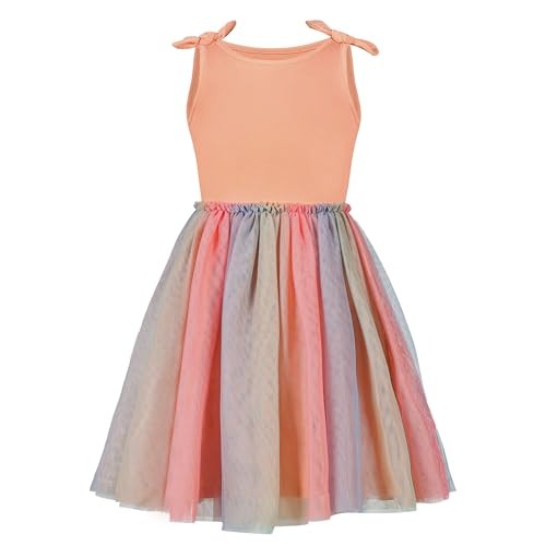 Toddler Girls Dress 2T to Size 8, Tutu Tulle Princess Sundress 6 Years Peach - Picture 2 of 6