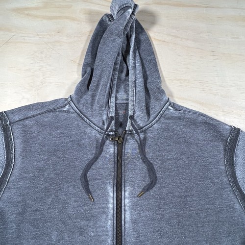 A5534 John Varvatos Distress Faded Hoodie Grey Full Zip Jacket Size 2XL - Picture 2 of 9
