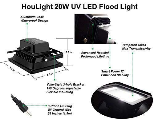 UV LED Black Light, 20W High Power Flood Light IP65-Waterproof (85V-265V AC) ... - Picture 6 of 7