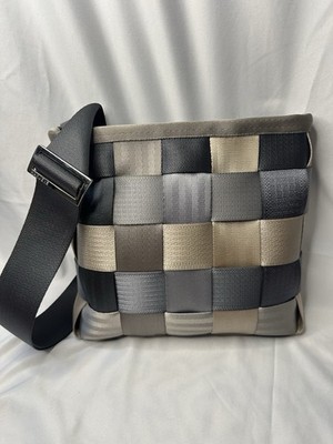 Harveys Gray Beige Treecycle Crossbody Reclaimed Seatbelt Shoulder Bag