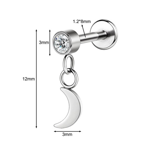 16g G23 Titan Stahl Hänger Labret Lippenstecker Tragus Helix Piercing Schmuck - Bild 4 von 37