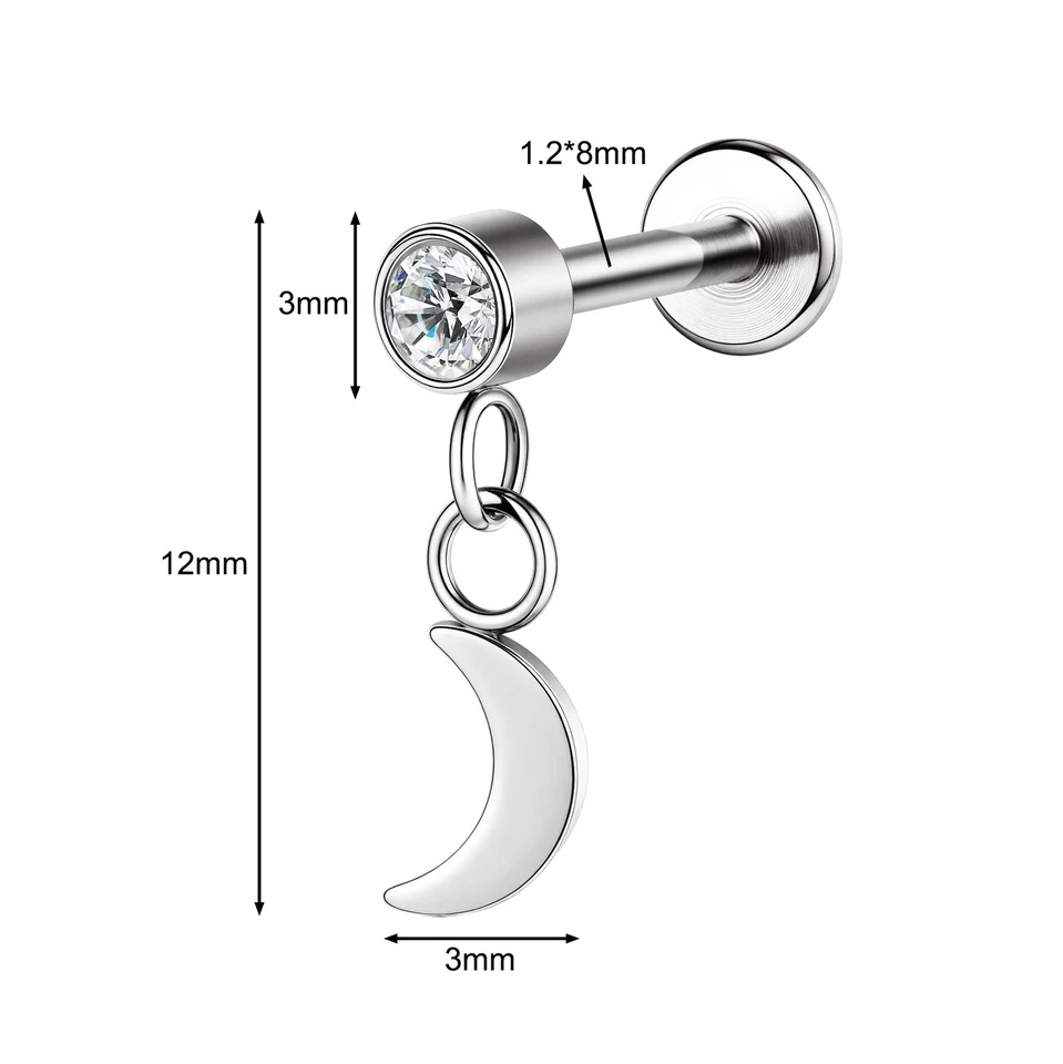 16g G23 Titanio Acero Cuelga Labret Labio Stud Tragus Hélice Piercing Joyería Foto 4 de 4