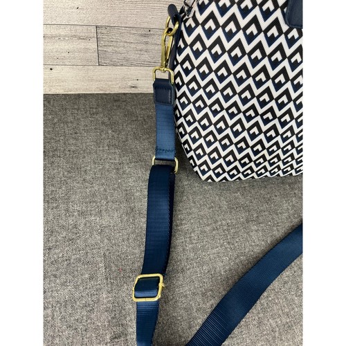 Dabney Lee blau weiß Rauten isolierte Lunch Tragetasche Tasche mit Tasche Schultergurt - Bild 6 von 11