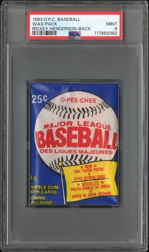 (POP 2) 1983 O-Pee-Chee OPC Baseball Wax Pack PSA 9 MINT (Rickey Henderson Back)