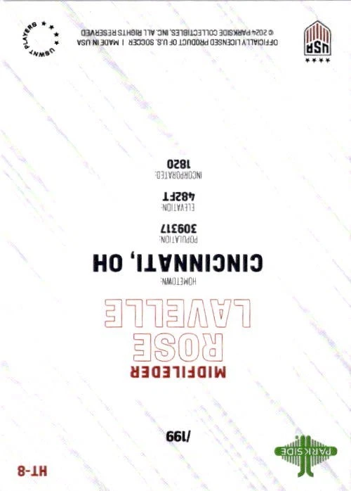 Rose Lavelle 2023 Parkside USWNT Recap Hometown #HT-8 USWNT /199 - Image 2 of 2