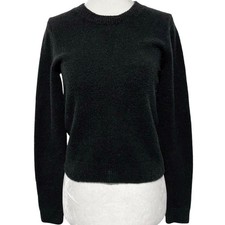 Other Stories Fuzzy Knit Long Sleeve Crewneck Sweater Black Size Small