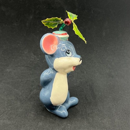 Seltene Vintage Porzellan Weihnachtsmaus mit Mistelzweig 1950 - Bild 9 von 12