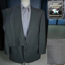 Hart Schaffner Marx 2 Piece Suit Mens 44R 38X32 Gray Houndstooth Wool