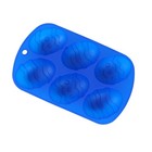 Easter Egg Shaped Silicone Cake Molds 6-Egg Cupcake Festival Bakeware (Blue)