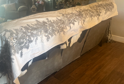Pottery Barn Girlande Botanische Baumwolle Leinen Tischläufer 18”x108” Bestickt - Bild 7 von 8