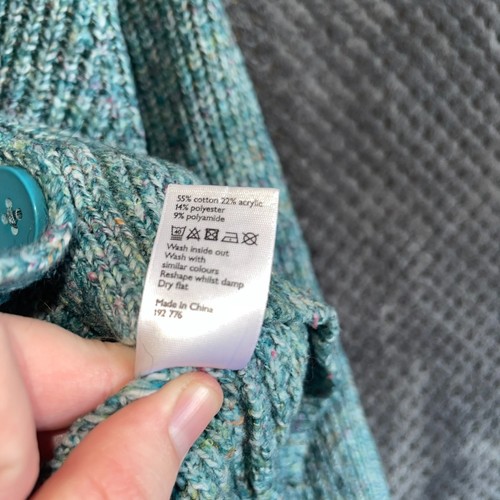 And/Or Chunky Knit Cardigan Womens UK 10 Turquoise Blue Cropped Sweater Marled - Picture 5 of 11