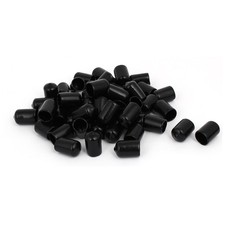 14mm Inner Dia Rubber Hose End Cap Screw Thread Protector Cover Black 50Pack