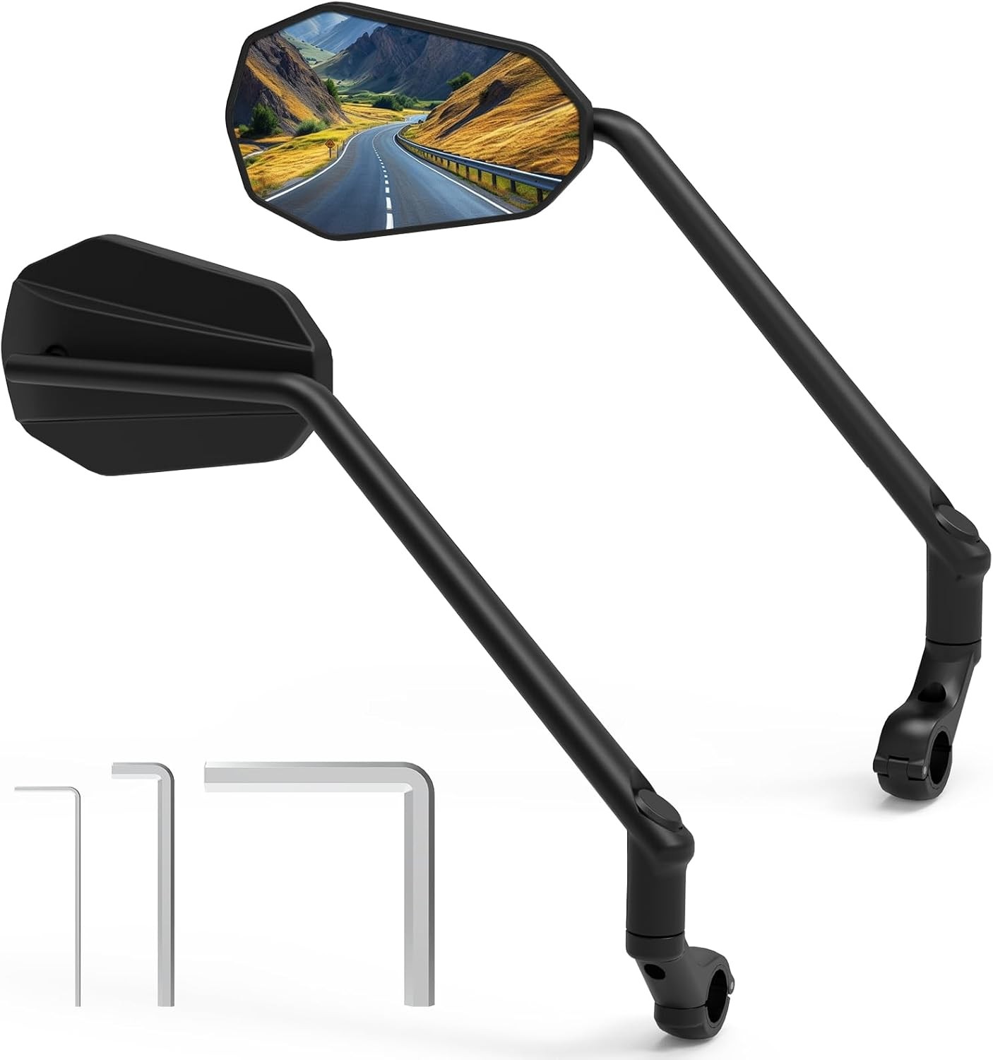 Bike Mirror, [Long Arm] 2 Pcs HD Wide Angle Large Bicycle Mirrors for Handlebars