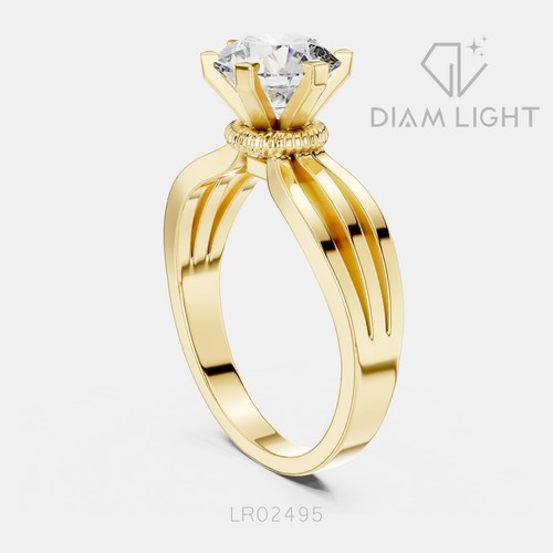 Anillo de compromiso de diamantes de corte redondo cultivado en laboratorio certificado IGI de oro amarillo de 14 k de 1 quilate - Imagen 3 de 20