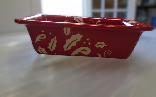 MESA HOME PRODUCTS STEINGUT AUFLAUFFORM ROT WEISS STECHPALMENBLATT RECHTECKIG - Bild 3 von 11