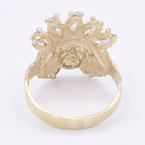 Women's Native American Indian All White CZ Solid 10K Yellow Gold - Picture 3 of 5