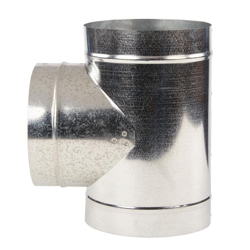 Master Flow Round Tee 5in Galvanized Steel HVAC Duct Fitting Vent Pipe Connector - Picture 4 of 6