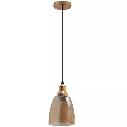 Lámpara colgante de techo industrial vintage retro estilo vidrio ámbar - Imagen 5 de 21