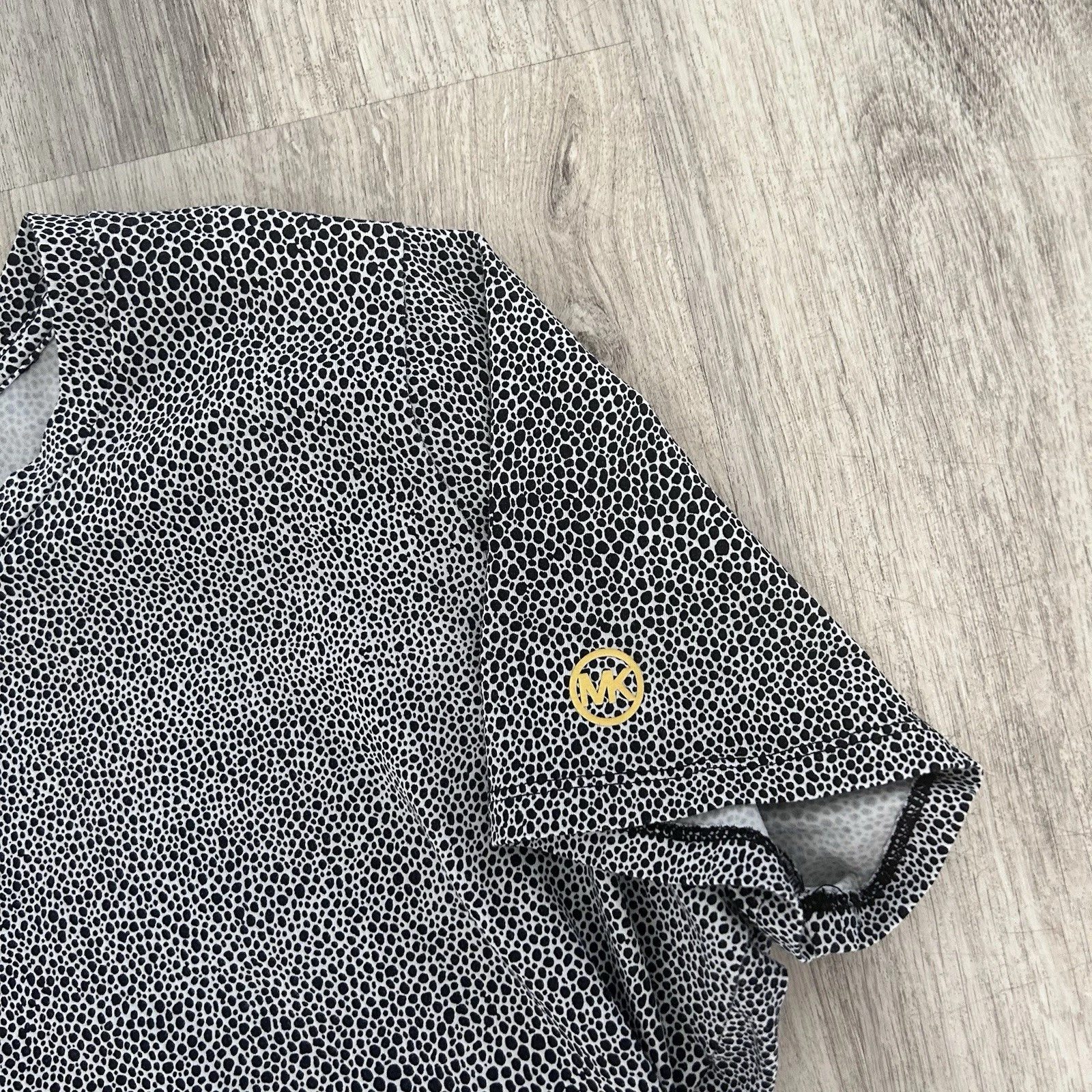 Michael Kors T Shirt Vestito Donna Taglia 2 Cotone Bianco e Nero Maculato Midi