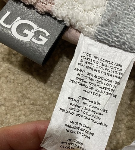 UGG Twin Blanket Comforter Pink Gray Textured Fabric One Pillowcase 64" x 80” - Picture 8 of 19