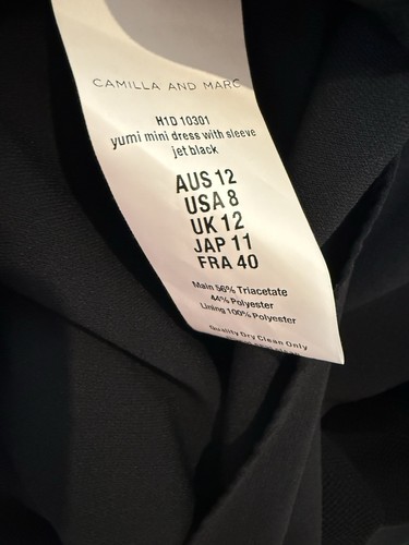 Camilla And Marc Yumi Mini Dress Size 12 Long Sleeve Black - Picture 10 of 11