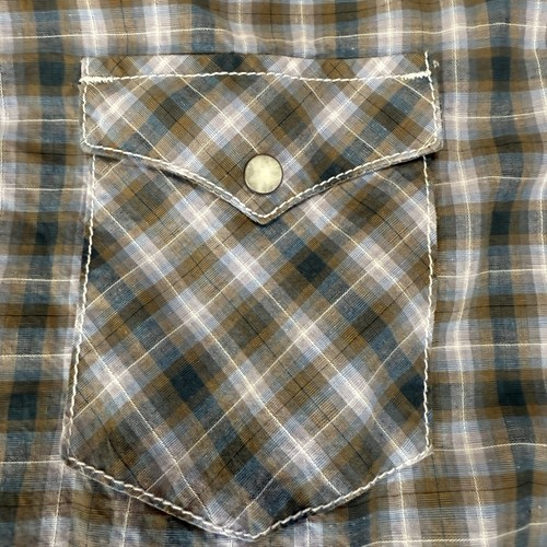 Wrangler Retro Premium Herren Western Hemd Large braun kariert Druckknopf Langarm - Bild 7 von 13