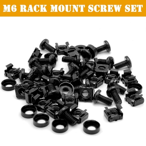 50 Pack M6 Rack Mount Cage Nuts, Screws and Washers Rack Screws Square Insert Nu - Picture 6 of 7