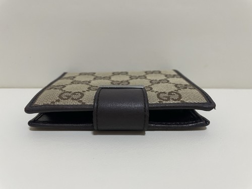 GUCCI GG Canvas Wallet Purse Bifold Leather Beige Brown Authentic 0105 - Picture 4 of 18