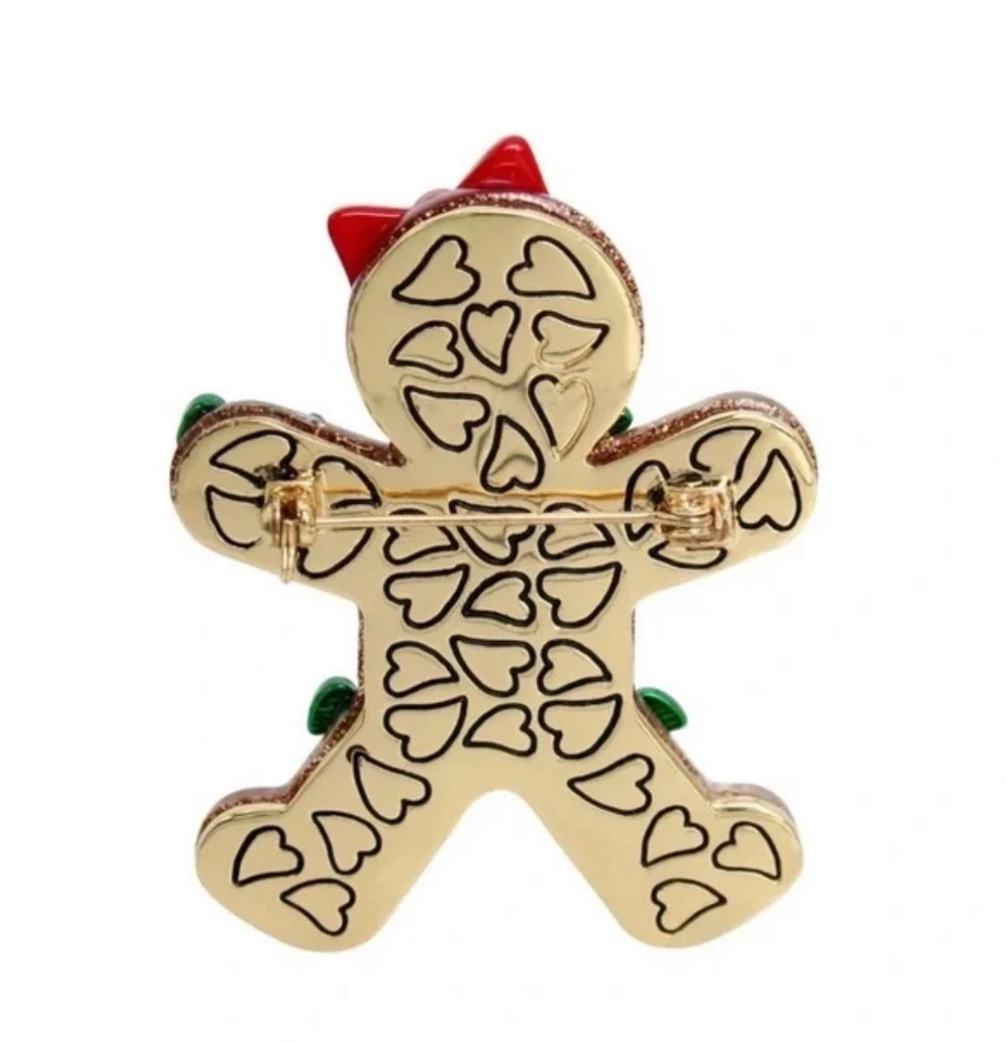 Брошь Betsey Johnson Gingerbread Girl праздничная рождественская булавка веселая эмаль ювелирные изделия - Изображение 2 из 4
