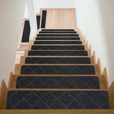 7Packs Non Slip Stair Treads 8"x30" Carpet for Indoor Wooden Stairs Dark Gray