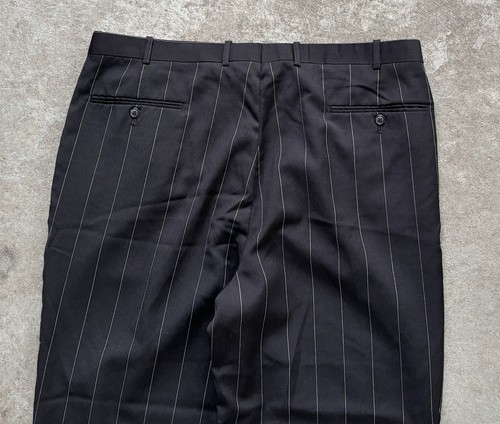VTG Men’s Baggy Black Pleated Pinstriped Wool Cuffed Dress Pants 40x29 9.5” Leg - Picture 18 of 19