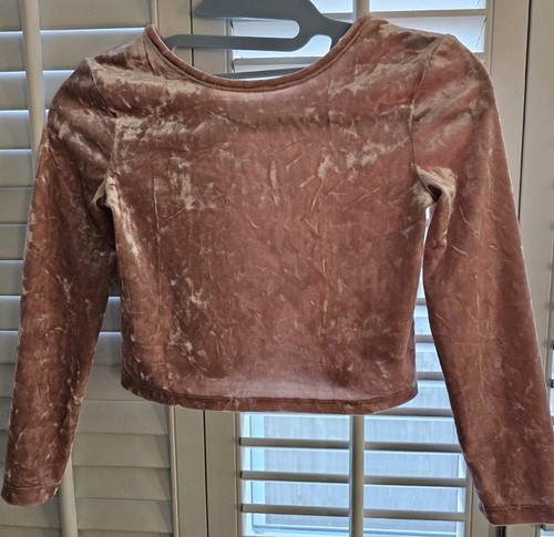 Gap Kids Cropped Velvet Long Sleeve Top Antique Pink Girls S (6-7) - Picture 2 of 8