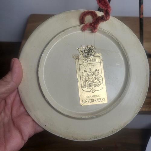 Vintage Ceramicas Sevilla Handarbeit Wandteller 24k Gold & Emaille 6,5" - Bild 14 von 15