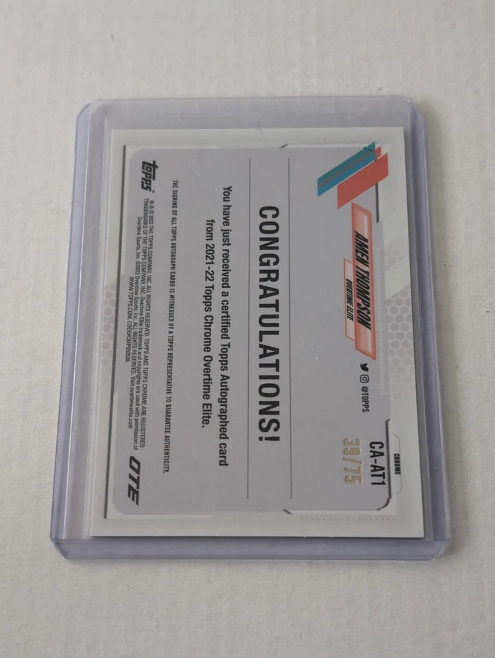 2021-22 Topps Chrome Overtime Elite Amen Thompson Autograph /75 - Image 2 of 2