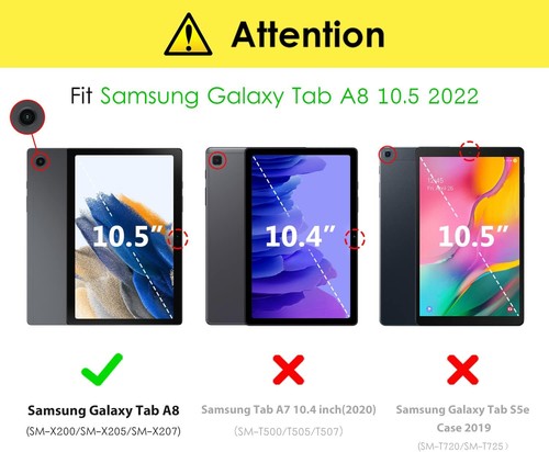 DTTO for Samsung Galaxy Tab A8 10.5 Inch Case 2022, Premium Leather A-Black  - Picture 2 of 7