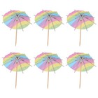 50 Pcs Rainbow Umbrella Toothpick Cocktail Picks Hawaiian Drinks Sticks