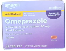 Amazon Basic Care Omeprazole Delayed Release Tablets 20 mg 42 Tablets exp 01/26