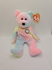 1999 Ty Beanie Baby Rainbow BB BEAR the Birthday Bear w/Tag