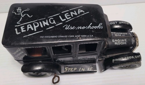 VINTAGE 1925 FERDINAND STRAUSS TIN WIND UP LEAPING LENA CAR - Picture 5 of 6
