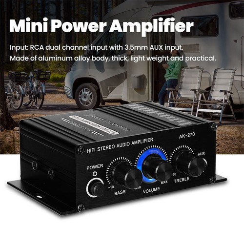 AK270 Power Digital Amplifier 2 Channel HIFI Mini Stereo Audio USB FM Home Car - Picture 2 of 8
