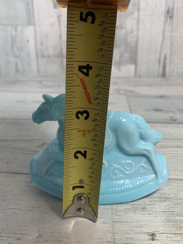 Vintage 1982 #3 Milk Glass Blue Guernsey Rocky Rocking Horse Figurine - Picture 2 of 11