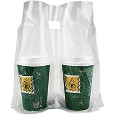 500pcs clear handle drink drinking plastic packaging bags for shops st