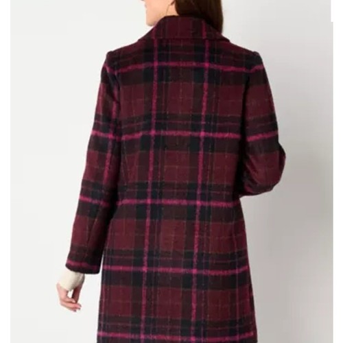 Liz Claiborne Midweight Womens Trench Coat in Burgundy Black, Sz S -- NWT - Picture 5 of 13