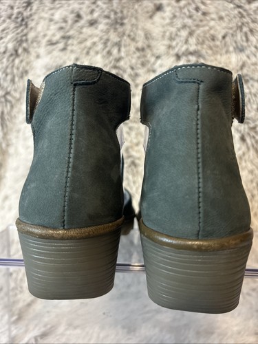 Fly London PATS801FLY Army Green Leather Ankle Strappy Closed Toe Wedge Size 36 - Picture 4 of 14