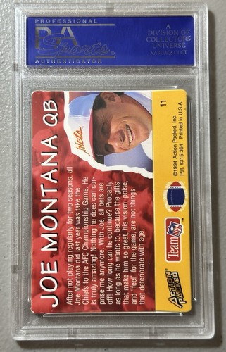 1994 Action Packed All-Madden Team Joe Montana #11 PSA 9 - Picture 2 of 2