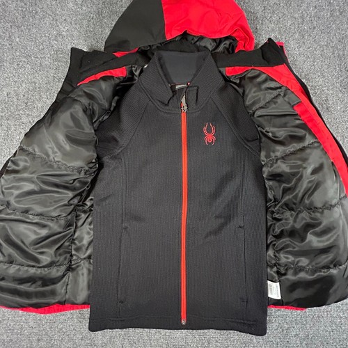 Spyder Flyte Ski Snowboard 3 in 1 Jacket Kid S 7/8 Red Black Full Zip Zip - Picture 4 of 12