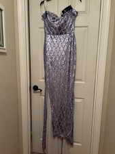 Purple Sequin Diamond Pattern Mermaid Long Dress Sleeveless Strappy Party