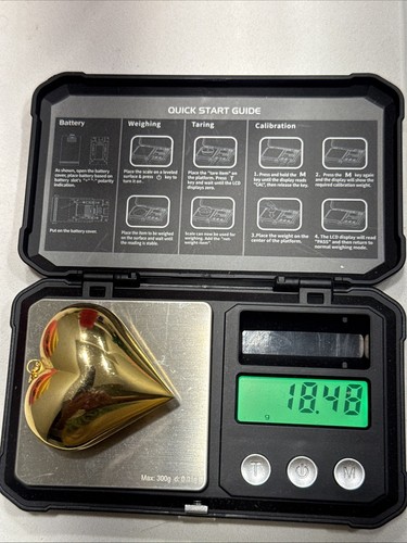 Vintage goldfarben 2" aufgeblähter Charm oder Anhänger in Herzform - Bild 8 von 8